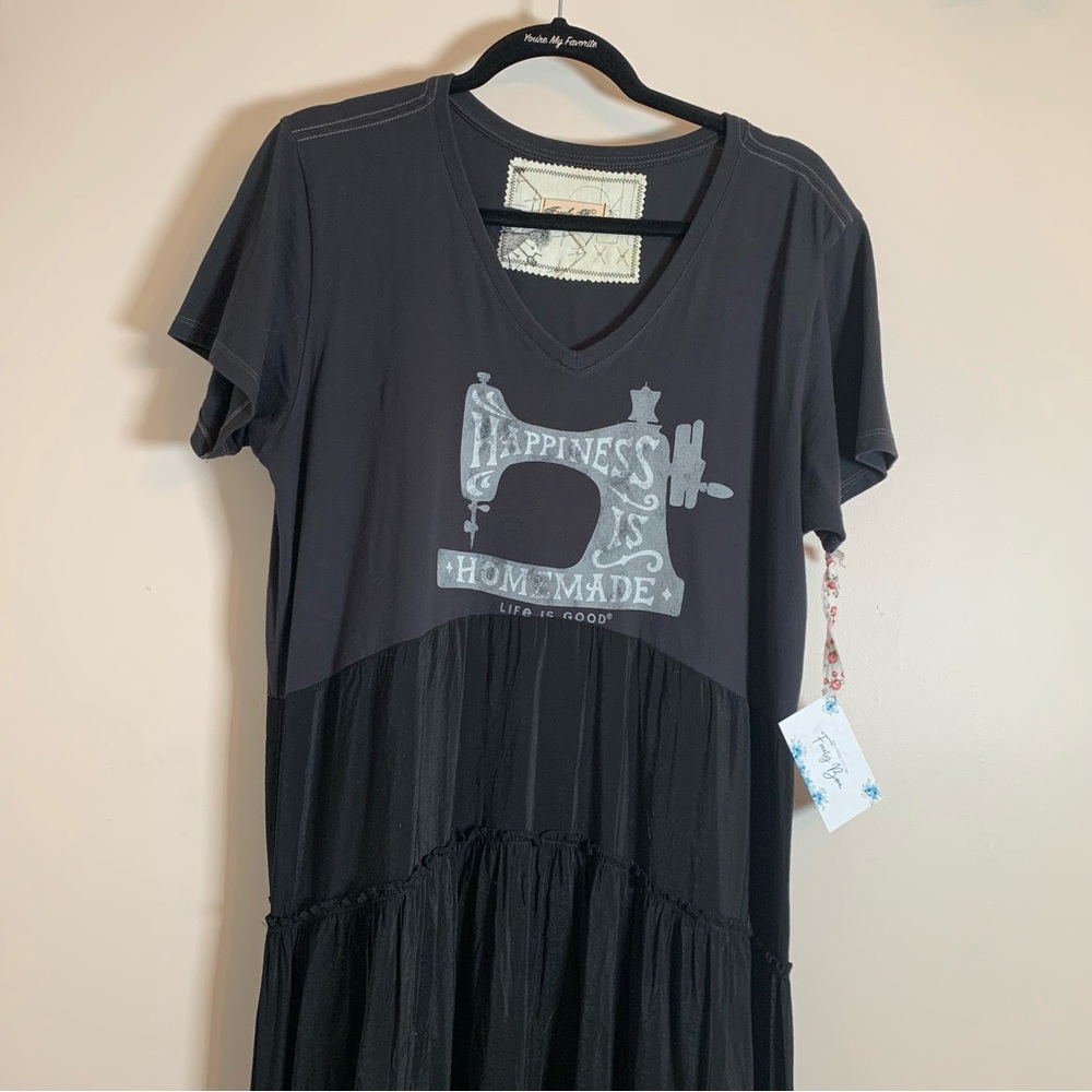 HANDMADE Black Sewing Machine Maxi Dress